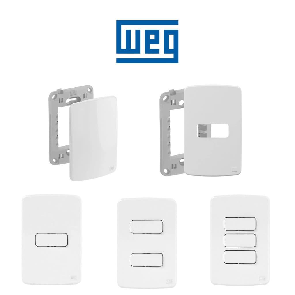 Conjunto Interruptores Tomadas Simples Linha WEG Composé Branca 10A