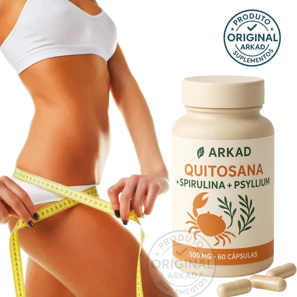 Quitosana + Spirulina + Psyllium 60 Cápsulas Original Arkad Suplementos