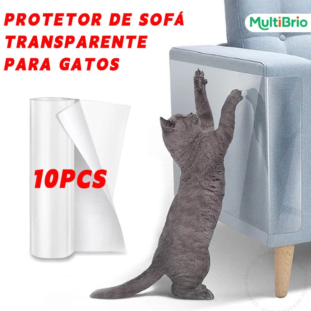Kit Anti-Arranhador para Cantos – 10 Peças Transparentes Flexíveis, Protege Móveis e Sofás de Gatos Efetivamente