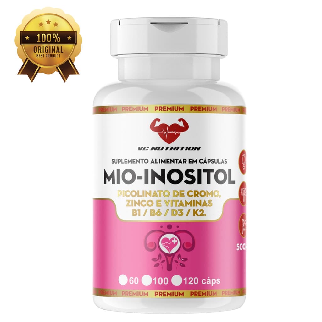 Mio Inositol com Picolinato de Cromo Zinco e Vitaminas B+D3 K2 120 Cáps