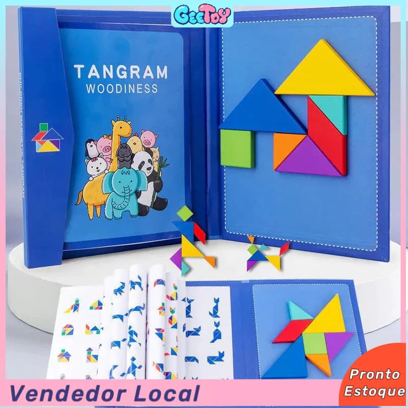 Quebra-Cabeça 3D de Formas Geométricas - Tangram e Treinador de Aperto Manual - Brinquedo Educativo - Presente de Natal