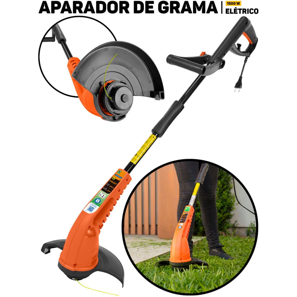 Aparador De Grama Bipartido Roçadeira Elétrica 1500w Tramontina APB1500T P/ Jardim Mato C/ Nfe