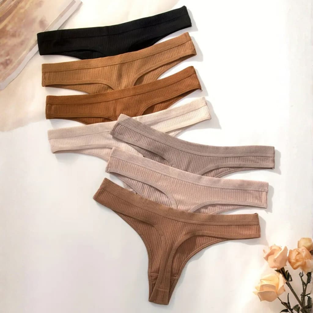 Kit 5 Calcinha Feminina Fio Dental Canelada
