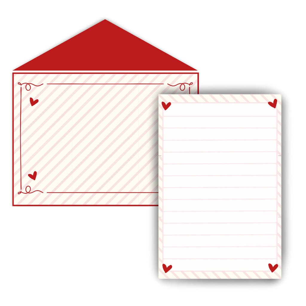 Conjunto Envelope + Cartão - Cartinha de Amor