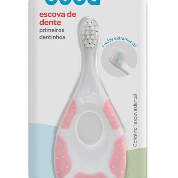 Escova De Dente Mordedor Primeiro Dentinhos 0 A 2 Anos Buba Cor Rosa