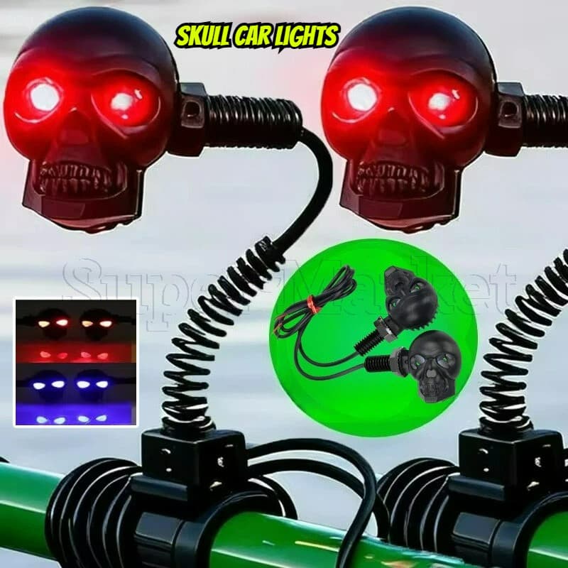 Mini Luzes De Motocicleta Com Cabeça De Caveira-Luz Traseira LED Para Scooters-Refletor Carroceria De Carro-Lâmpada De S