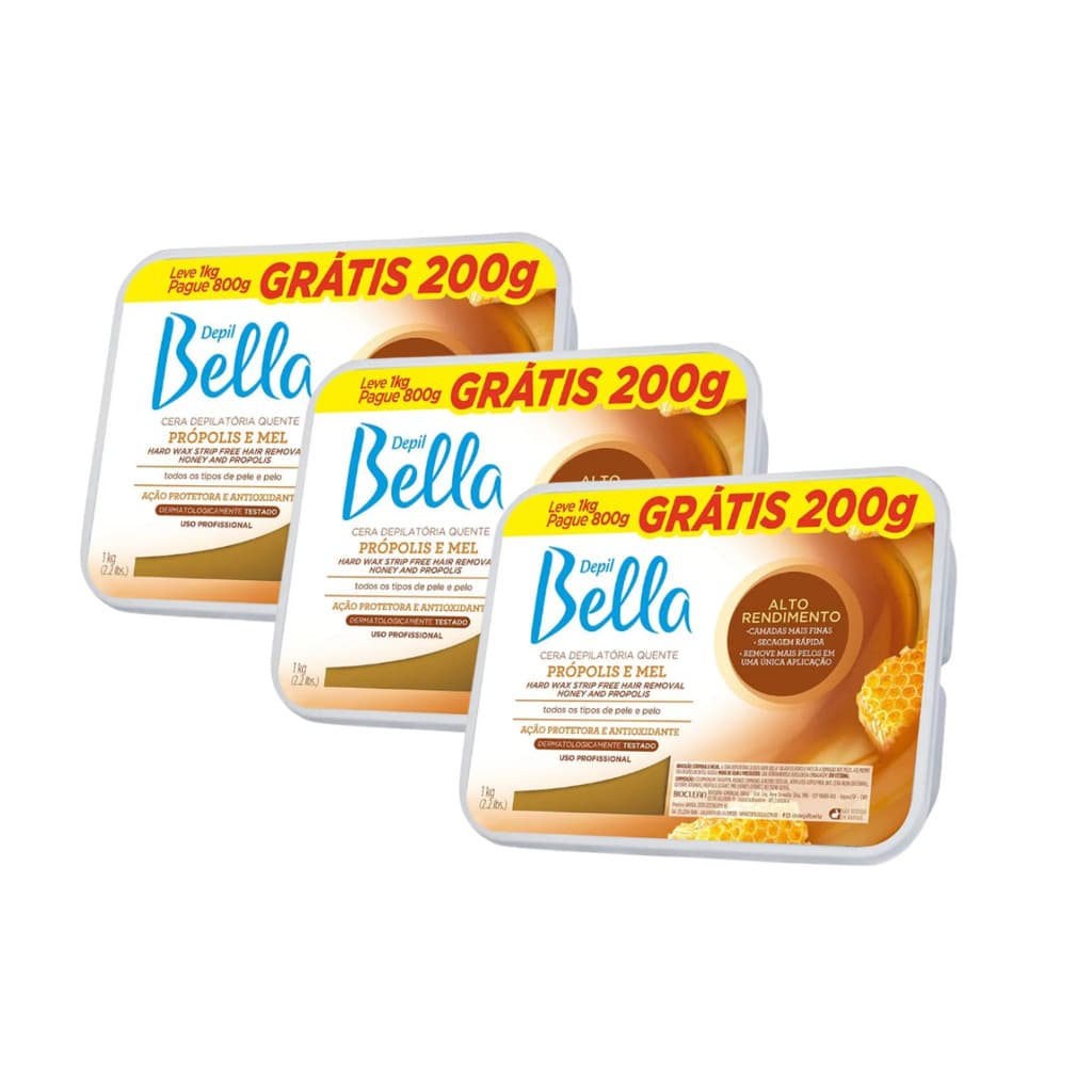 Kit Depil Bella Cera  Própolis e Mel 1kg - 3 unidades