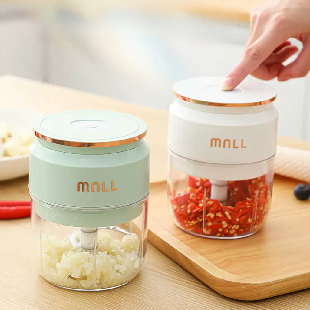 Novo Mini Processador De Alimentos Portátil USB Moedor Alho Com 03 Lâminas Elétrico Sem Fio Recarregável