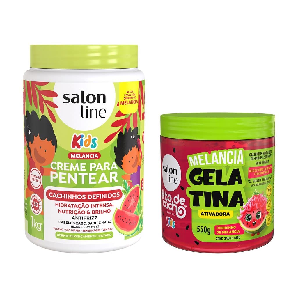 Kit Melancia com Creme para Pentear e Gelatina #todecacho Kids