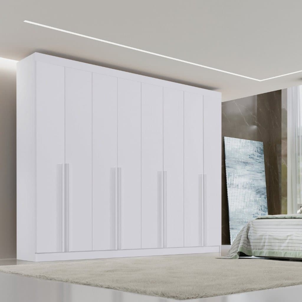 Guarda-roupa Casal MDF 08 Portas Império Branco