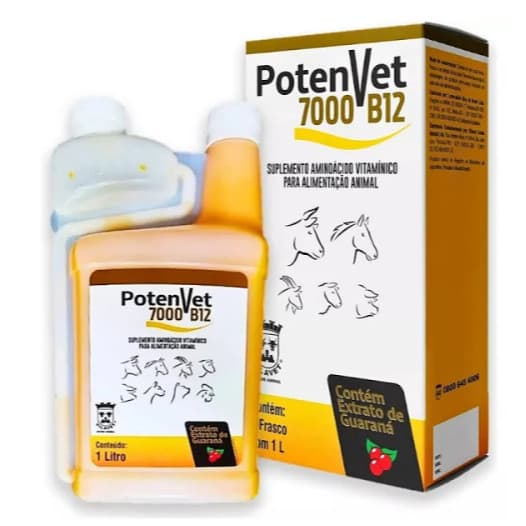 Potenvet 7000 Vitamina B12 Suplemento para Alimentação Animal 1Litro Vilavet vitamina oral