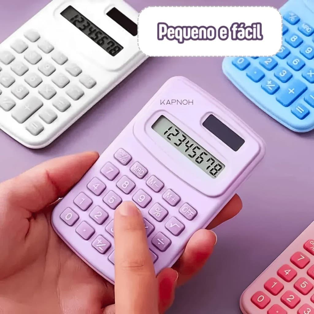 Mini Calculadora Escolar 8 Dígitos – Portátil e Colorida
