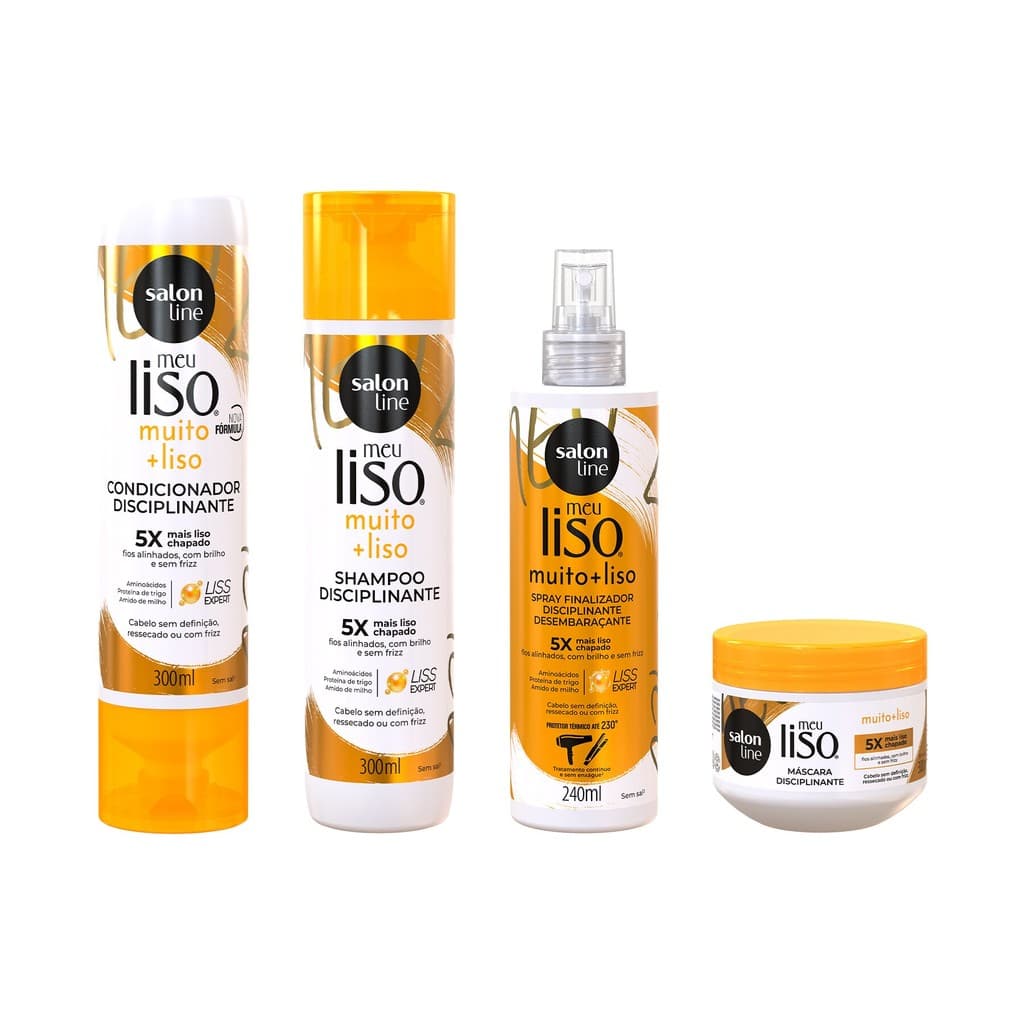 Kit Meu Liso Muito + Liso com Spray Defrizante Protetor Térmico
