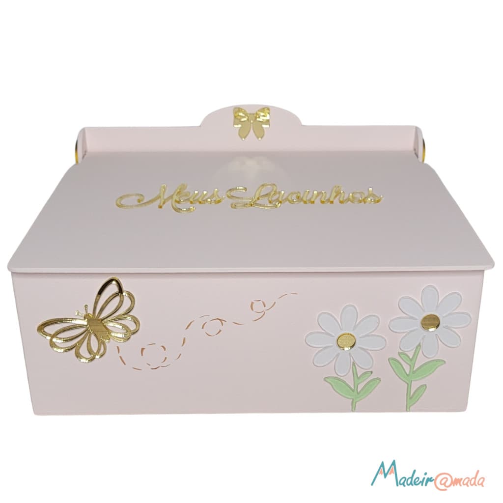 Meus Lacinhos Margaridas e Borboleta Bebê Menina Kit de Higiene Organizador de Acessórios