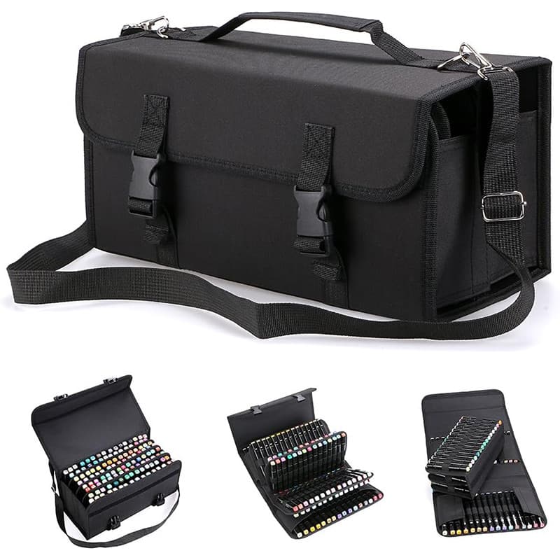 Estojo Escolar Infantil Feminino Dual Marker 80 PCS com Design em Camadas Limpo e Organizado