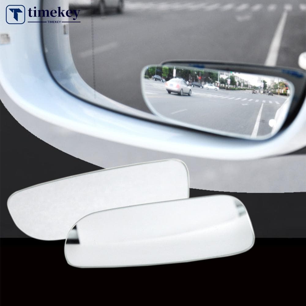 TIMEKEY 2 Pçs Espelho Ajustável De Ponto Cego Do Carro Sem Moldura 360 Graus Girar Vidro Oscilante Convexo Grande Angula