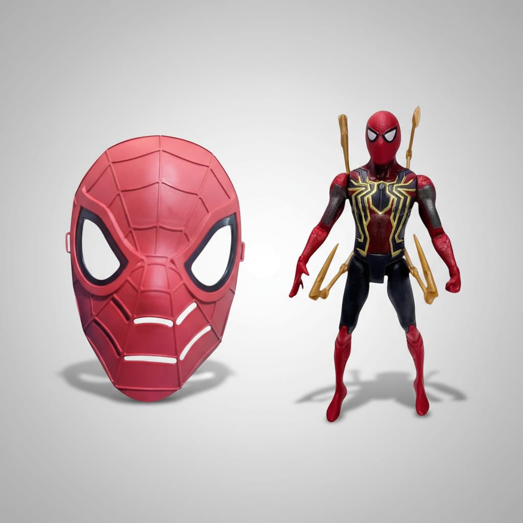 Boneco Homem Aranha Articulado 17cm Com Led + Mascara Herói