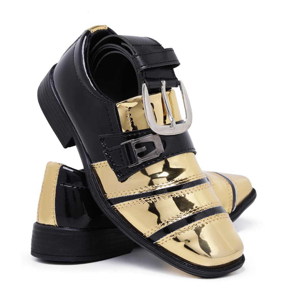 Kit Sapato Social Infantil 443 Com Cinto Cores Diversas Masculino Pajem Bico Quadrado Casamento