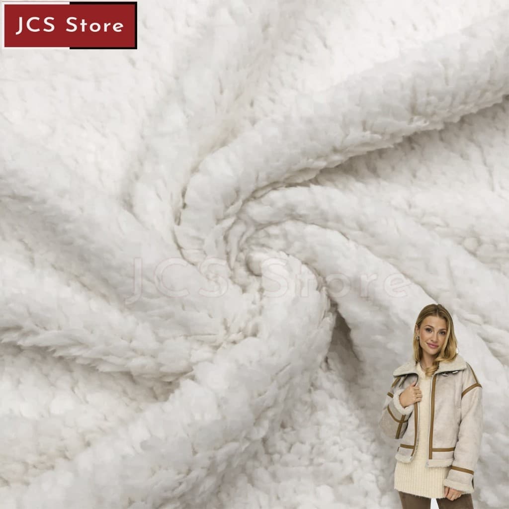 Tecido Carapinha Lã de Ovelha 10m x 1,50m Pelúcia para Confecção, Artesanato e Decoração Cor Off White