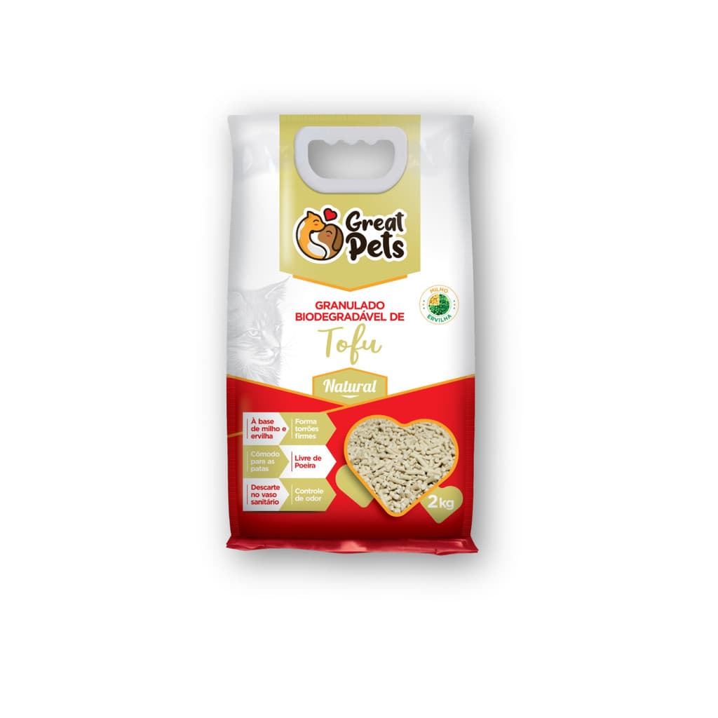Areia Tofu Great Pets Biodegradável Gato Natural 2kg e kit 4 kg