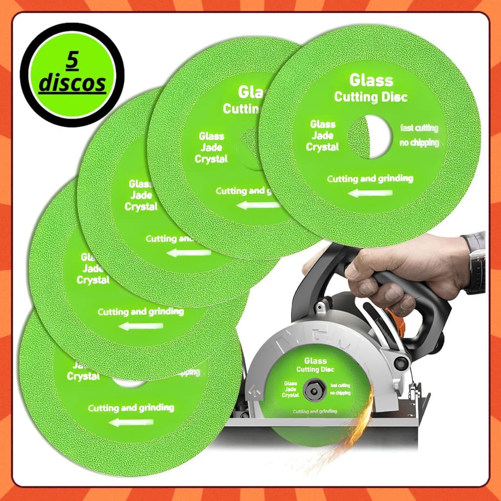 Kit 5 Discos Diamantado Para Corte De Vidro Porcelanato Piso e Cerâmica 100mm X 20mm