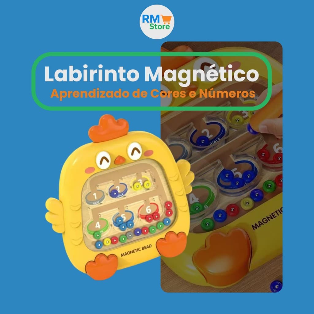 Brinquedo Educativo Labirinto Magnético com Caneta – Aprendizado de Cores e Números