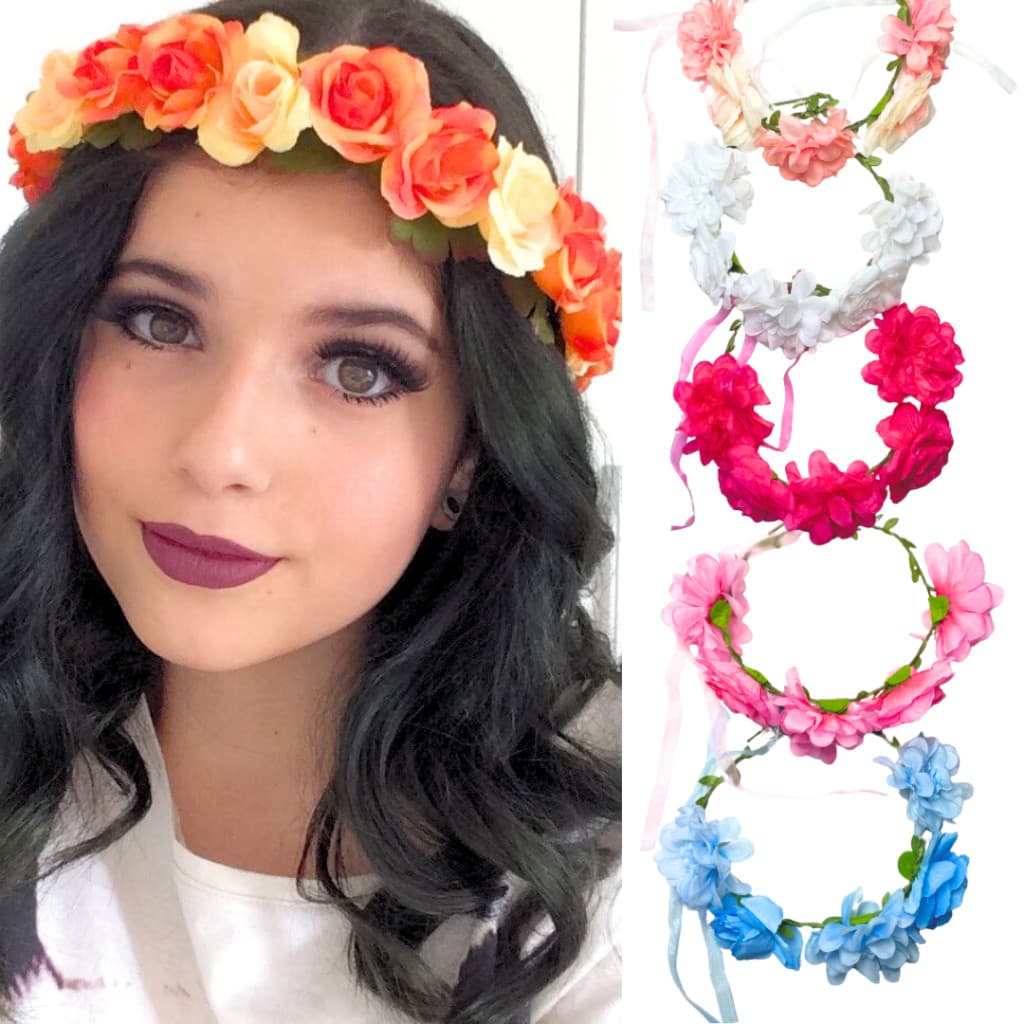 Coroa de Flores Artificial Para Cabelo - Formatura/ Aniversário/ Festa à Fantasia -Acessório Romântico e Elegante