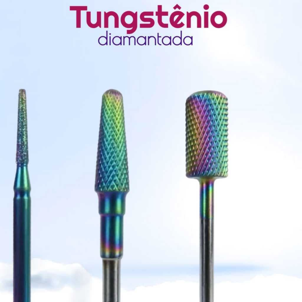 Kit com 3 ou 1 Broca Tungstênio/Diamantada unhas de Gel Remoção Acabamento Nivelamento Curvatura C