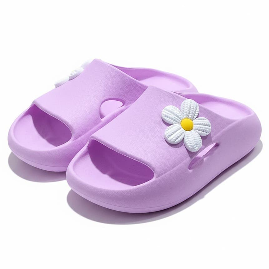 Chinelo Nuvem Infantil Feminina de Flores Leve e Confortável Slide de Menina