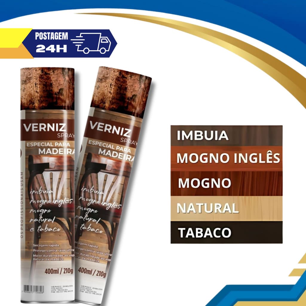 Tinta Verniz Spray Uso Geral 400ml Madeira Secagem Rápida Etaniz