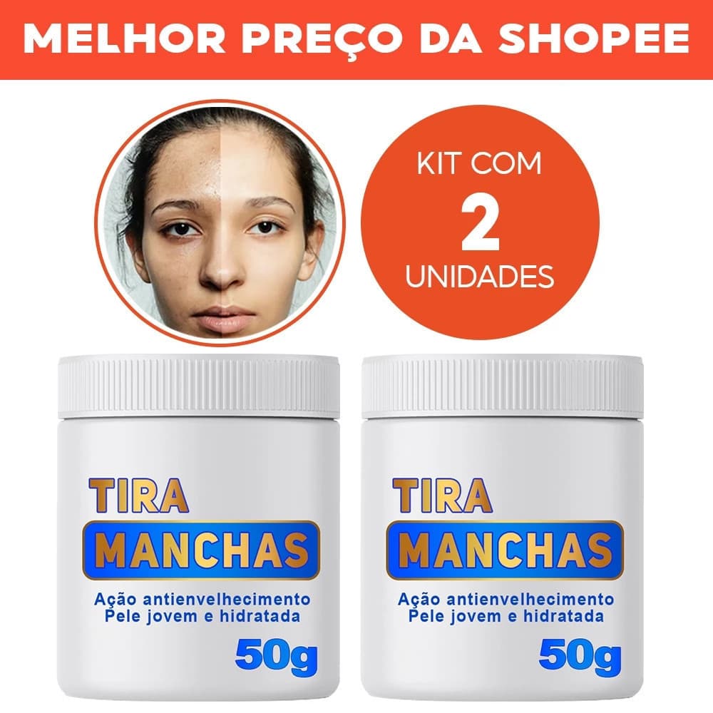 Kit Tira Manchas 2 Cremes Clareador Combate Melasma, Ação Hidratante, Anti Envelhecimento - 50g cada