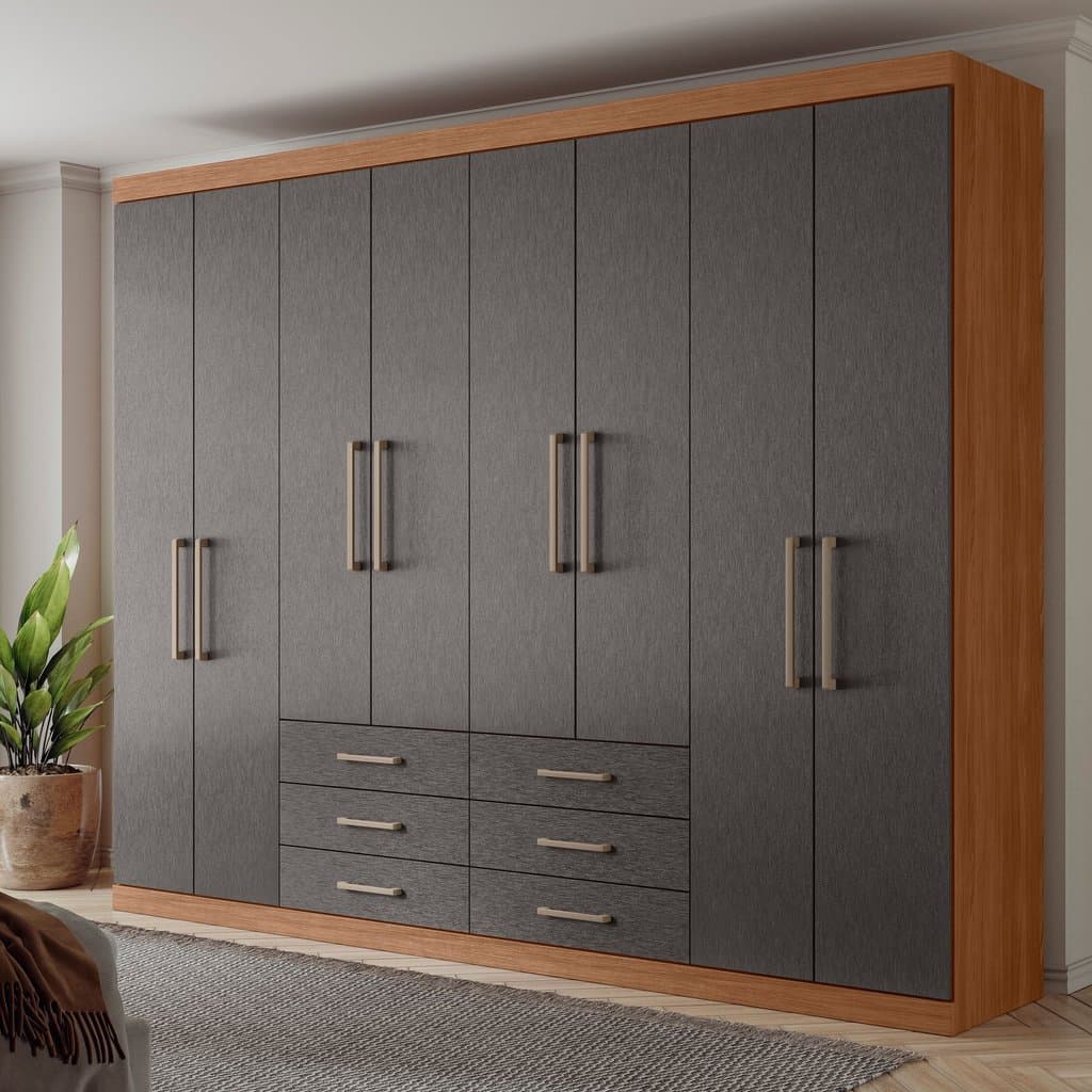 Guarda Roupa Casal 8 Portas 6 Gavetas Master Grafite/Jatobá