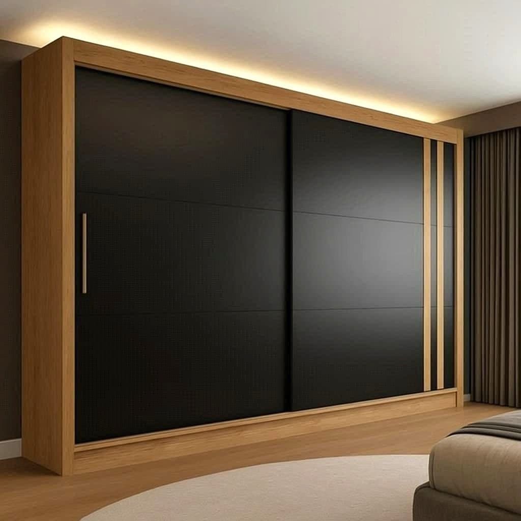 Guarda Roupa Casal 100% MDF Toquio 2 Portas de Correr 4 Gavetas Espresso Móveis Freijó/Nero