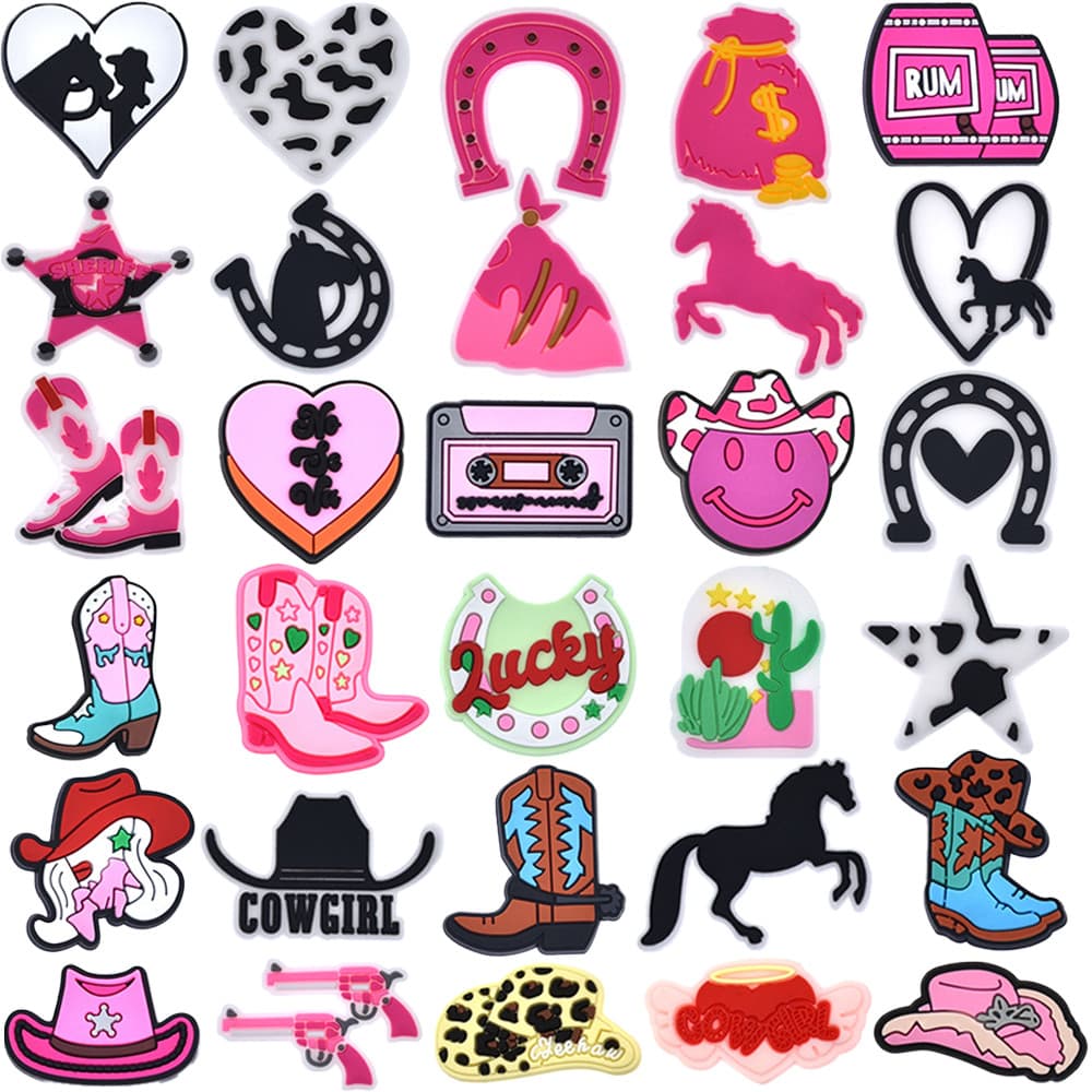 Encantos de Sapatos 33 Estilos de Coleção Cowboy Decorações Acessórios de PVC com Botão e Pingentes de Sandálias com Pre