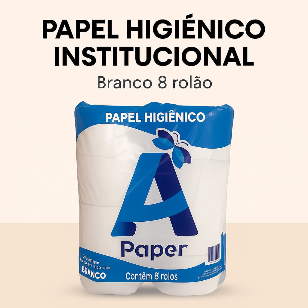 Papel Higienico Institucional Branco Rolão 8 rolos grandes