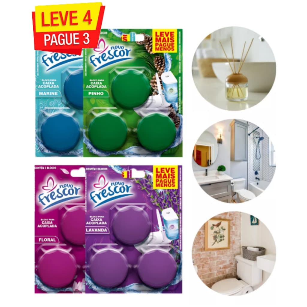 Blocos Para Caixa Acoplada Pedra Sanitária Pastilha Tablete - kit 03 a 09 Limpeza Profunda ENVIO - FULL