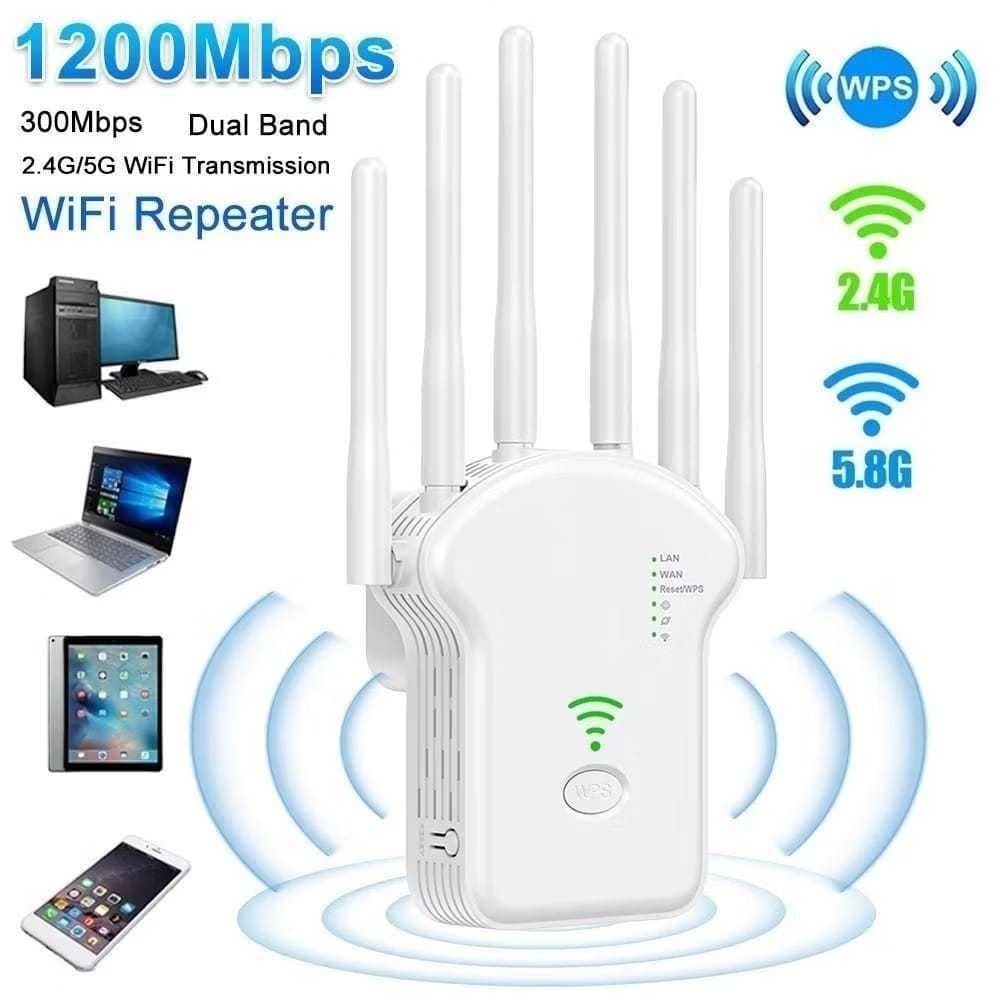 Repetidor Wifi 1200 Mbps 6 Antenas Roteador Amplificador De Sinal Modem