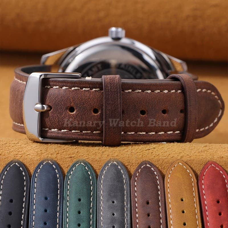 Pulseira De Relógio De Couro Genuíno Vintage 14mm 16mm 18mm 20mm 22mm 24mm Universal De Liberação Rápida Cinto Fosco Par