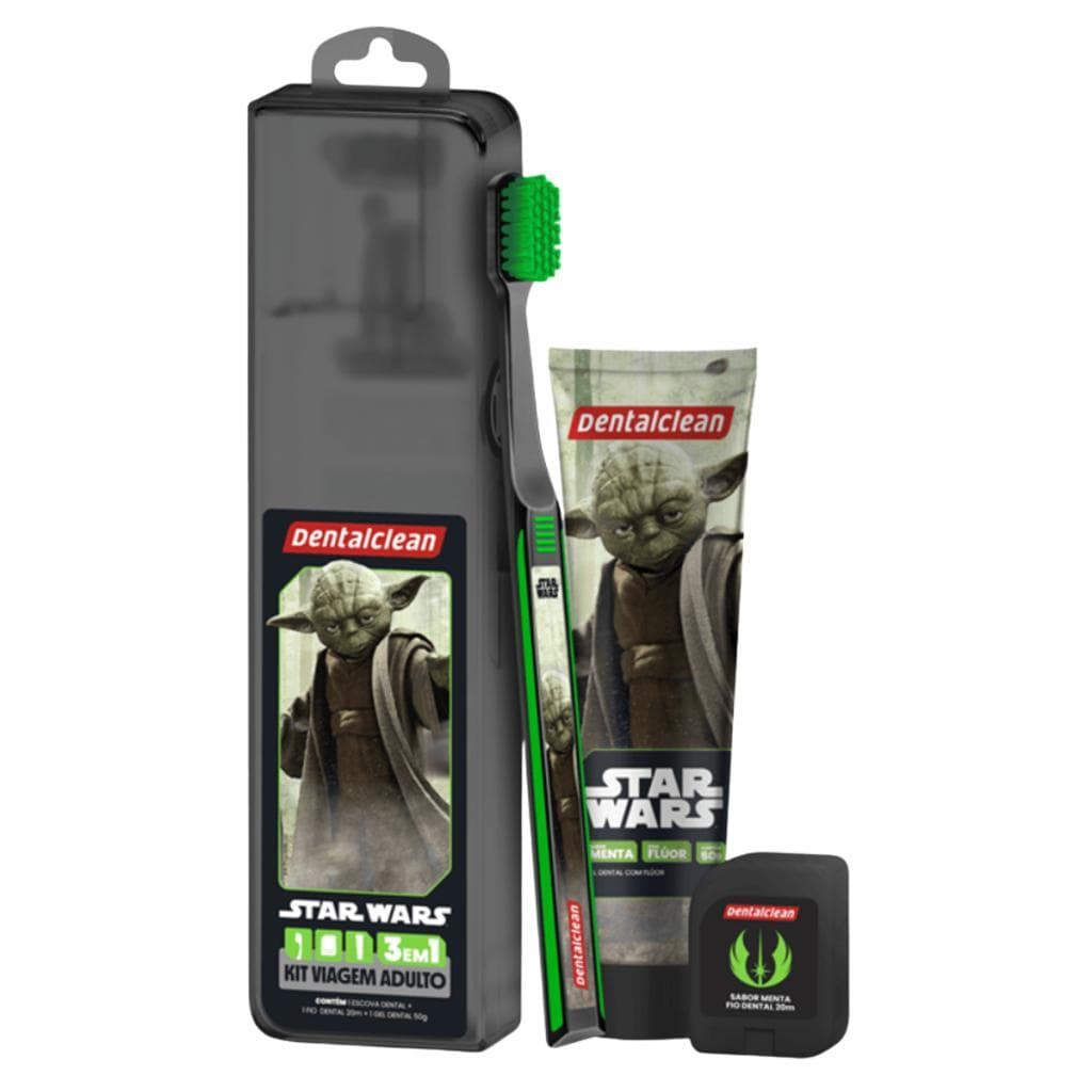 Kit Viagem Dentalclean Star Wars Yoda Completo Com Estojo