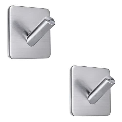 Kit 2 Ganchos De Parede Adesivo De Aço Inox