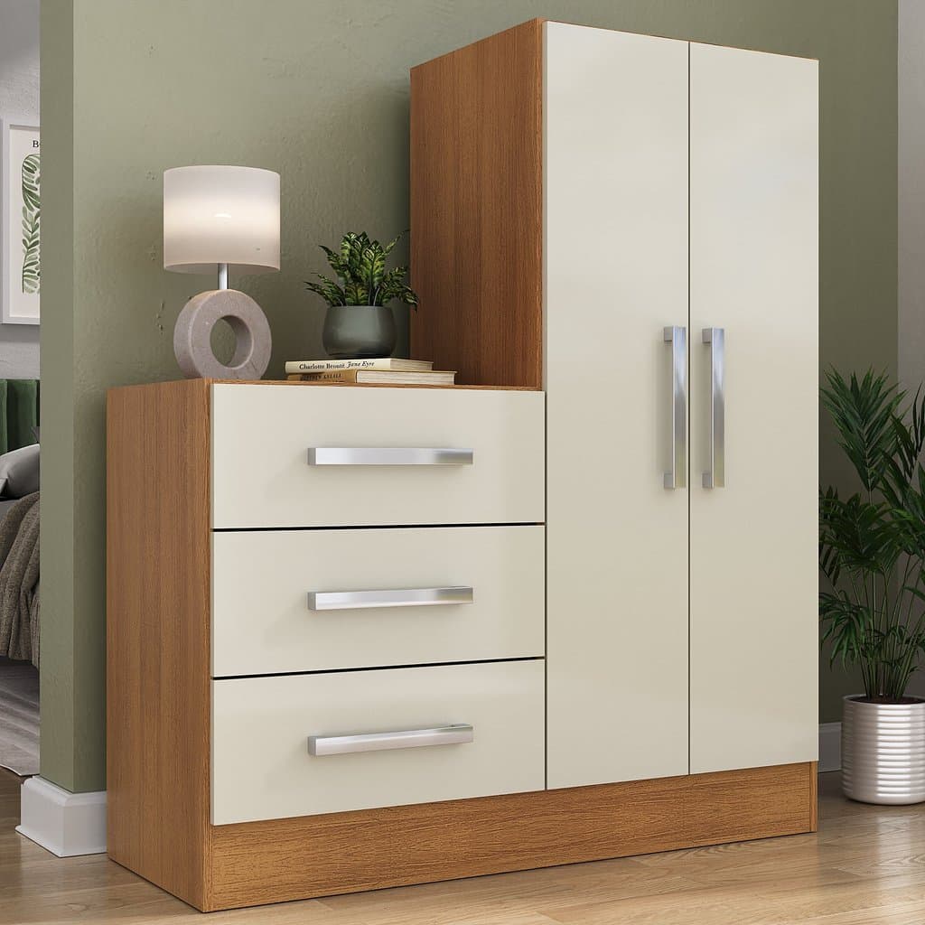 Cômoda 2 Portas 3 Gavetas Dunas Nature Off/White