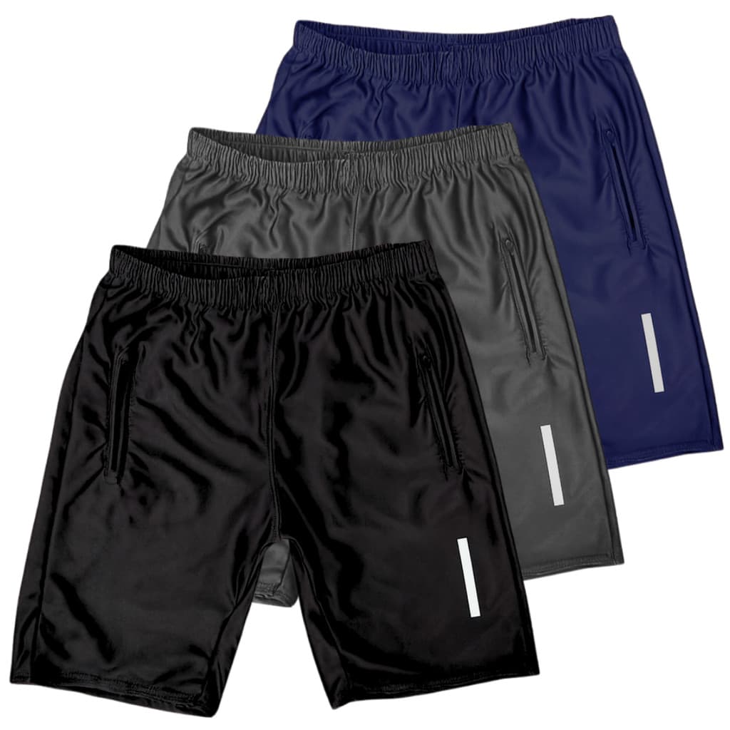 Kit 3 Bermuda Lisa Infantil Short Flanelado Casual 2 Bolsos Ziper Praia Juvenil Masculino