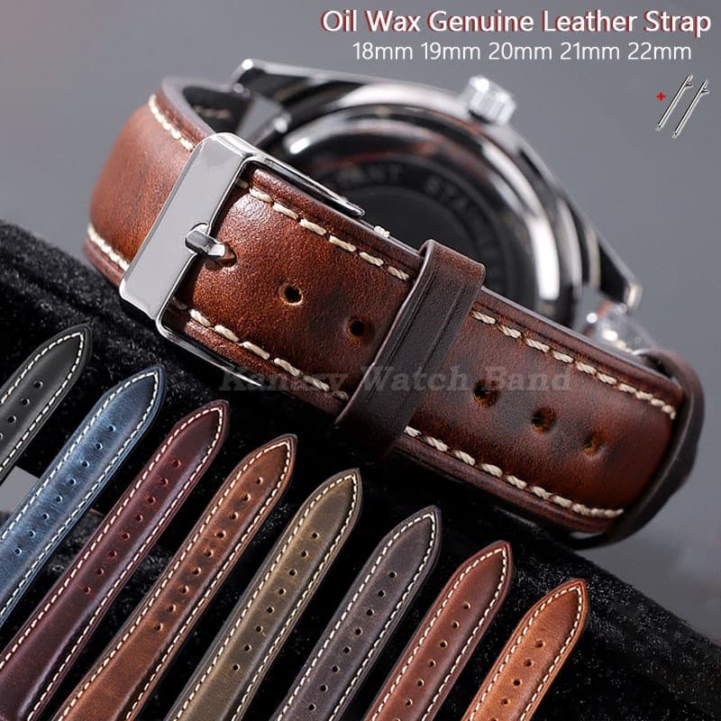 18mm 19mm 20mm 21mm 22mm Vintage Óleo Cera Pulseira De Relógio De Couro Genuíno Liberação Rápida Universal Costurado Ban