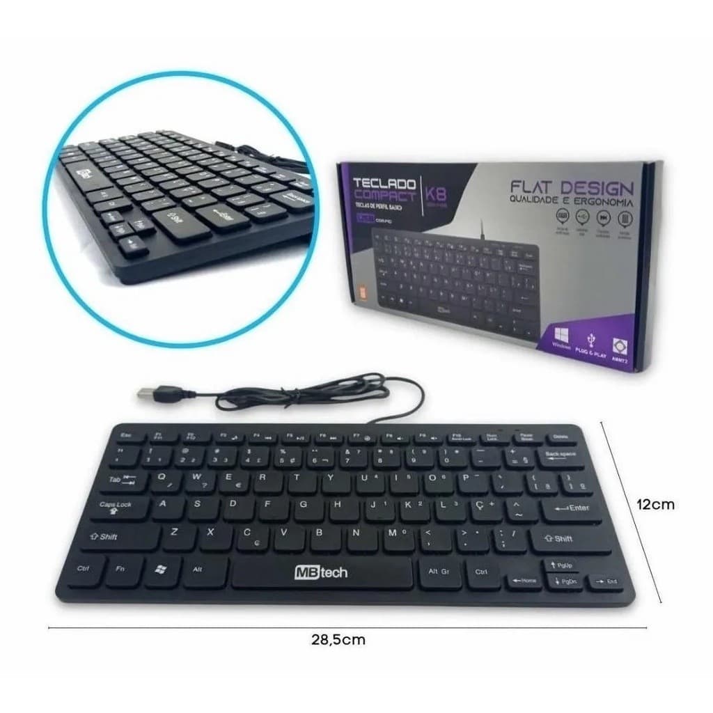 Mini Teclado Usb Notebook Pc Computador Mbtech K8 Pequeno