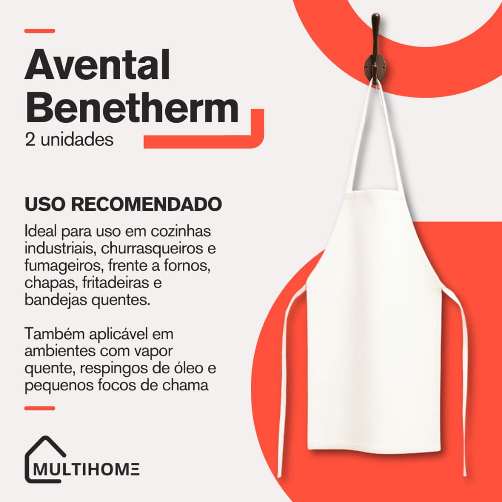 Kit 2 Avental Termico Benetherm para Alta Temperatura Cozinha Industrial Vapor Respingo Quente PVC