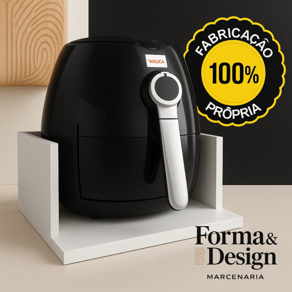 Suporte para air fryer MDF 35x35 Forno Bebedouro branco frayer frier fraier frai Cozinha Prateleiras suspenso Multiuso