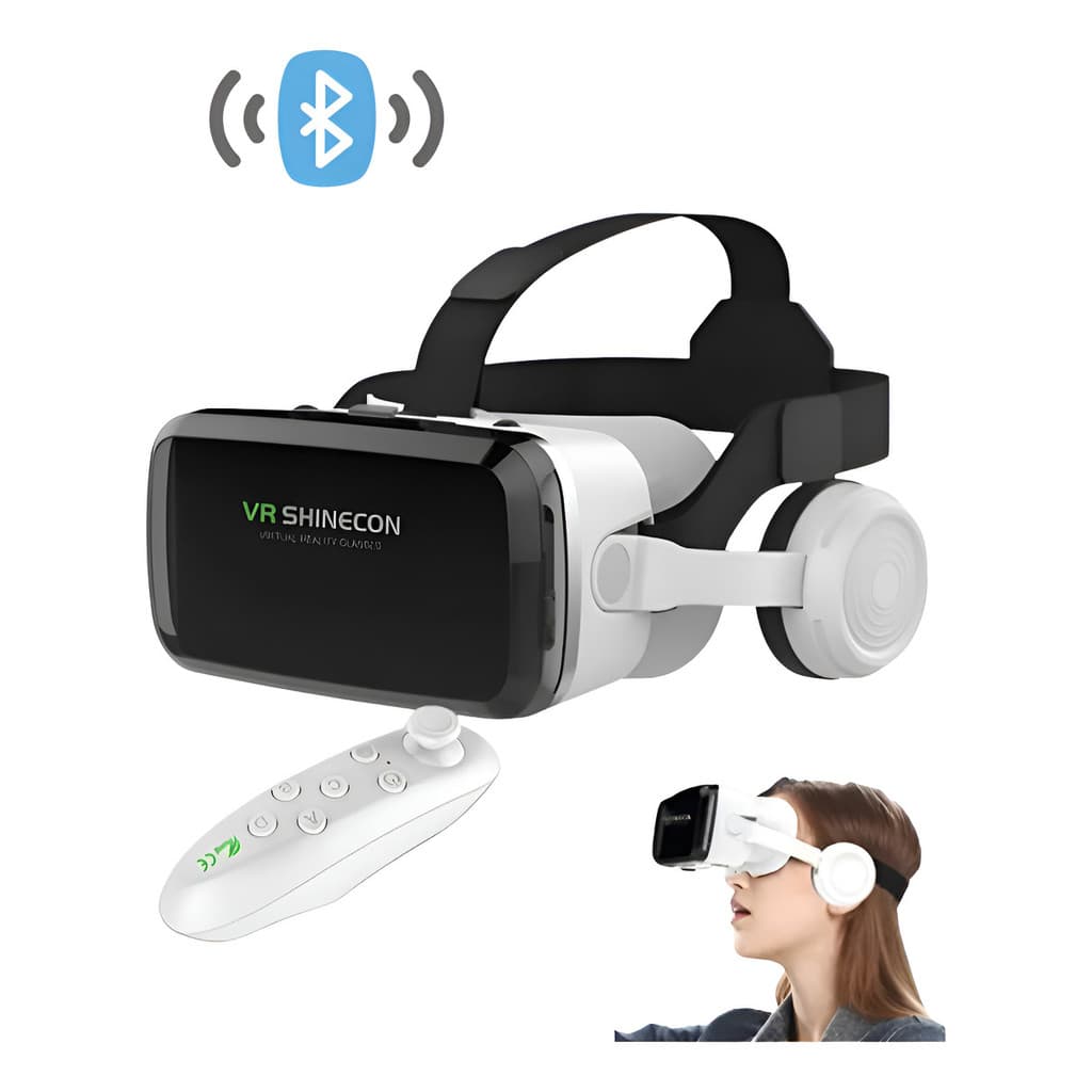 Óculos Vr Realidade Virtual 3d g04bs Com Controle Fone Bluetooth Branco fy-1037
