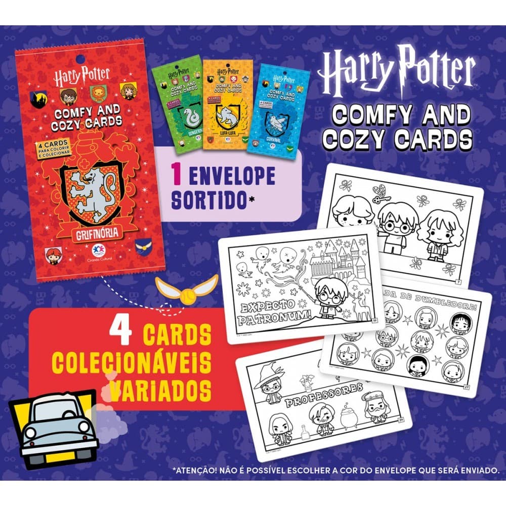 Livro Harry Potter - Comfy and Cozy 4 Cards para colorir e colecio