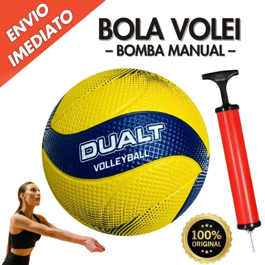 Bola de Volei + Bomba Para Encher Dualt  SoftMax Microfibra Profissional Quadra Areia  Bolas