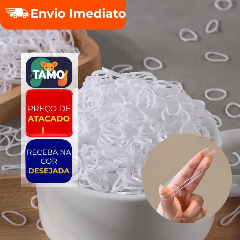 1000/500 Elásticos de Silicone Branco Branca Penteados Tranças e Xuxinhas de Cabelo Elastiquinho Pet